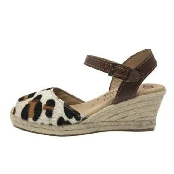 The Spanish Sandal Co Leopard Print Espadrille Wedges size 36 US 5.5 - Picture 2 of 8